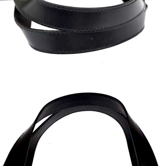 GUCCI Logo Tote Hand Bag  Leather Black Gold Made In Italy Vintage 💕💕 - Picture 7 of 12